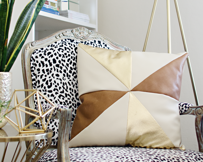 DIY Leather & Gold Pinwheel Pillow | brittanyMakes