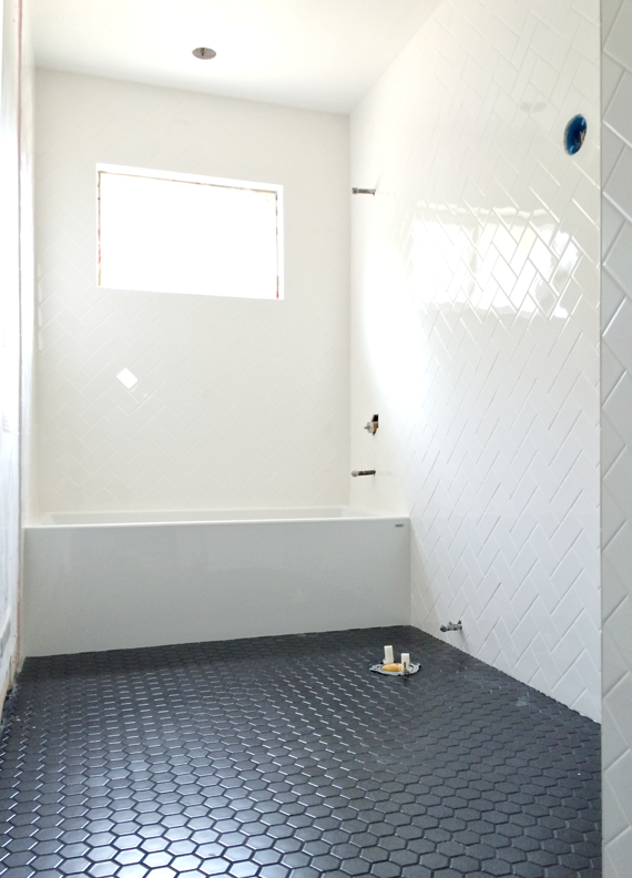 white herringbone bathroom walls // brittanyMakes