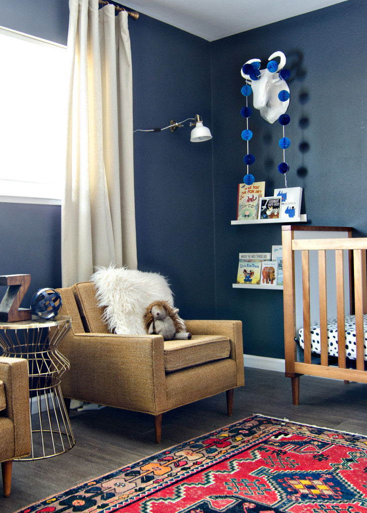 Dark & Moody Nursery with navy walls & a vintage rug // brittanyMakes