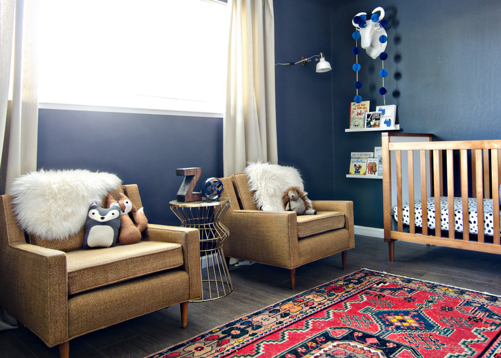 Dark & Moody Nursery with navy walls & a vintage rug // brittanyMakes