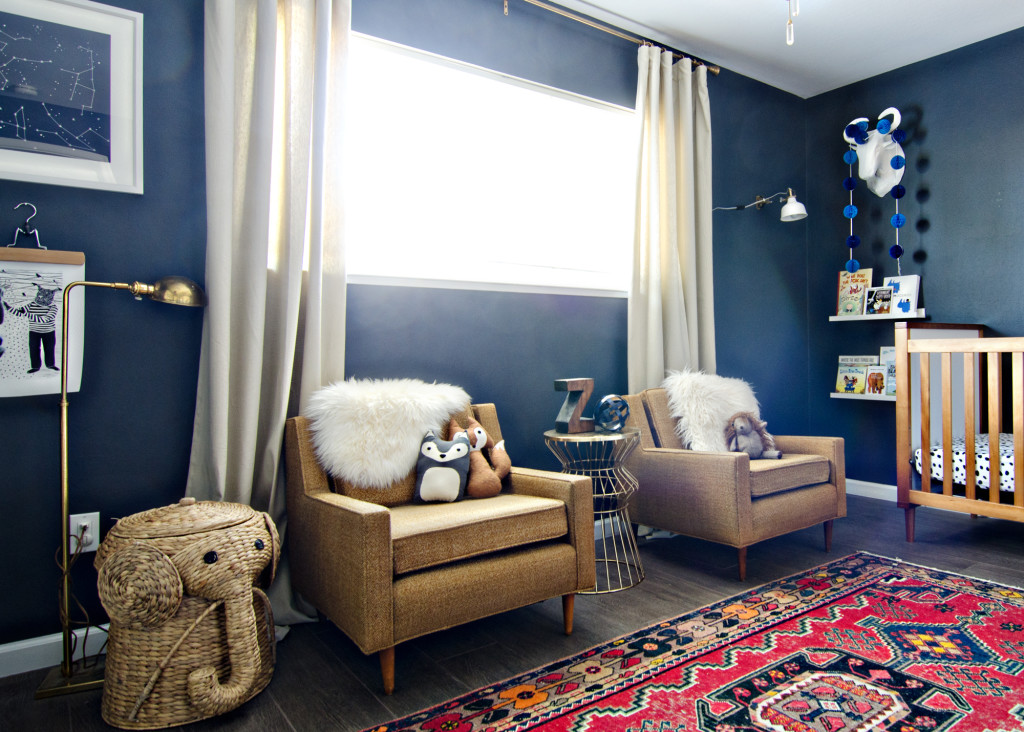 Dark & Moody Nursery with navy walls & a vintage rug // brittanyMakes