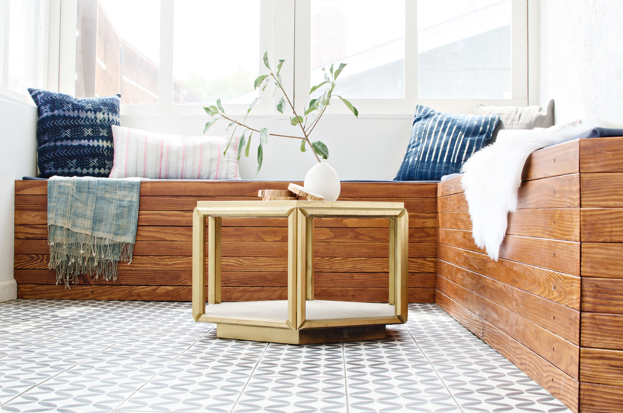 a bright & airy sun room black & white cement tile // brittanyMakes