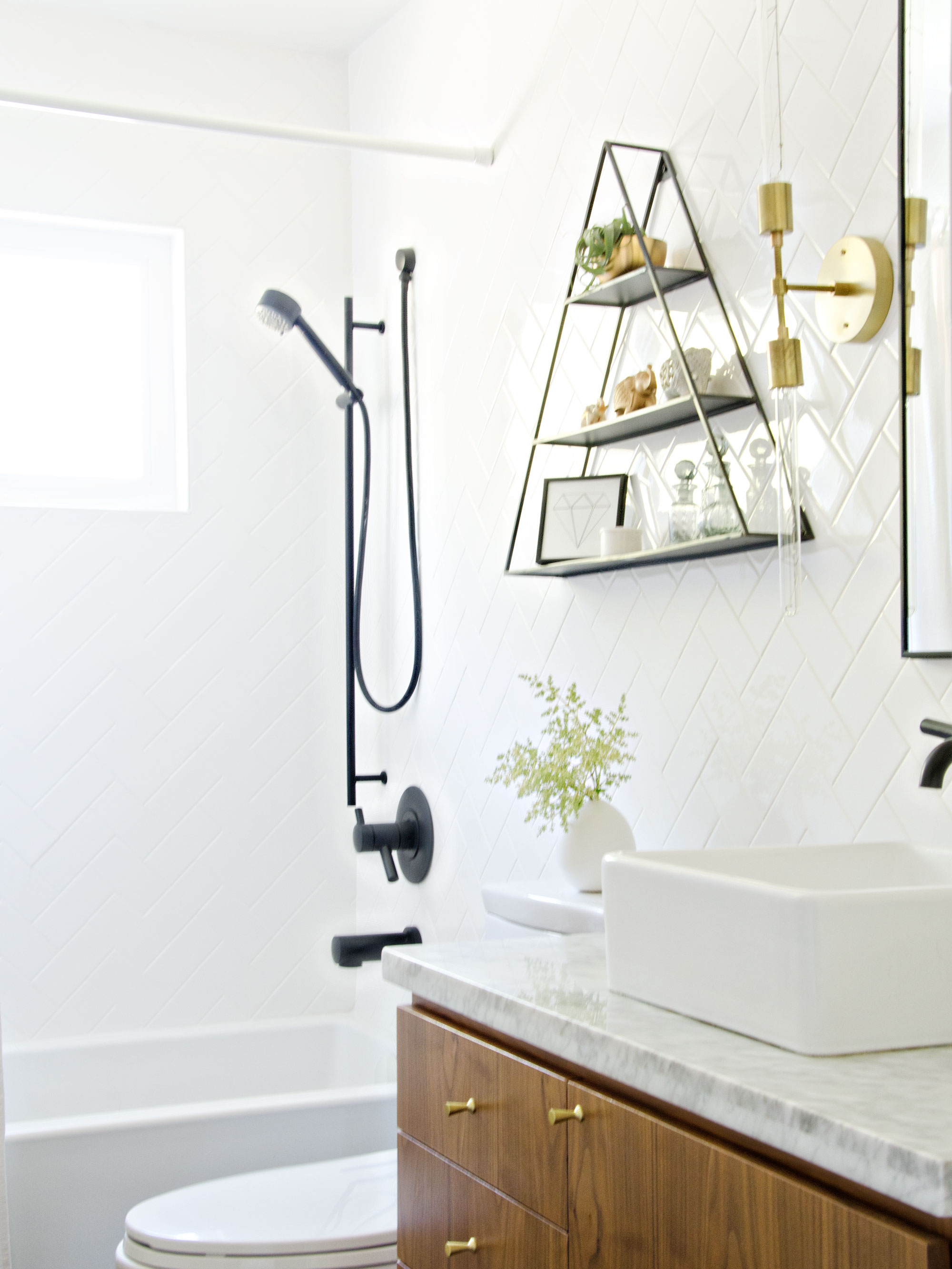 Black White & Walnut bathroom | brittanyMakes