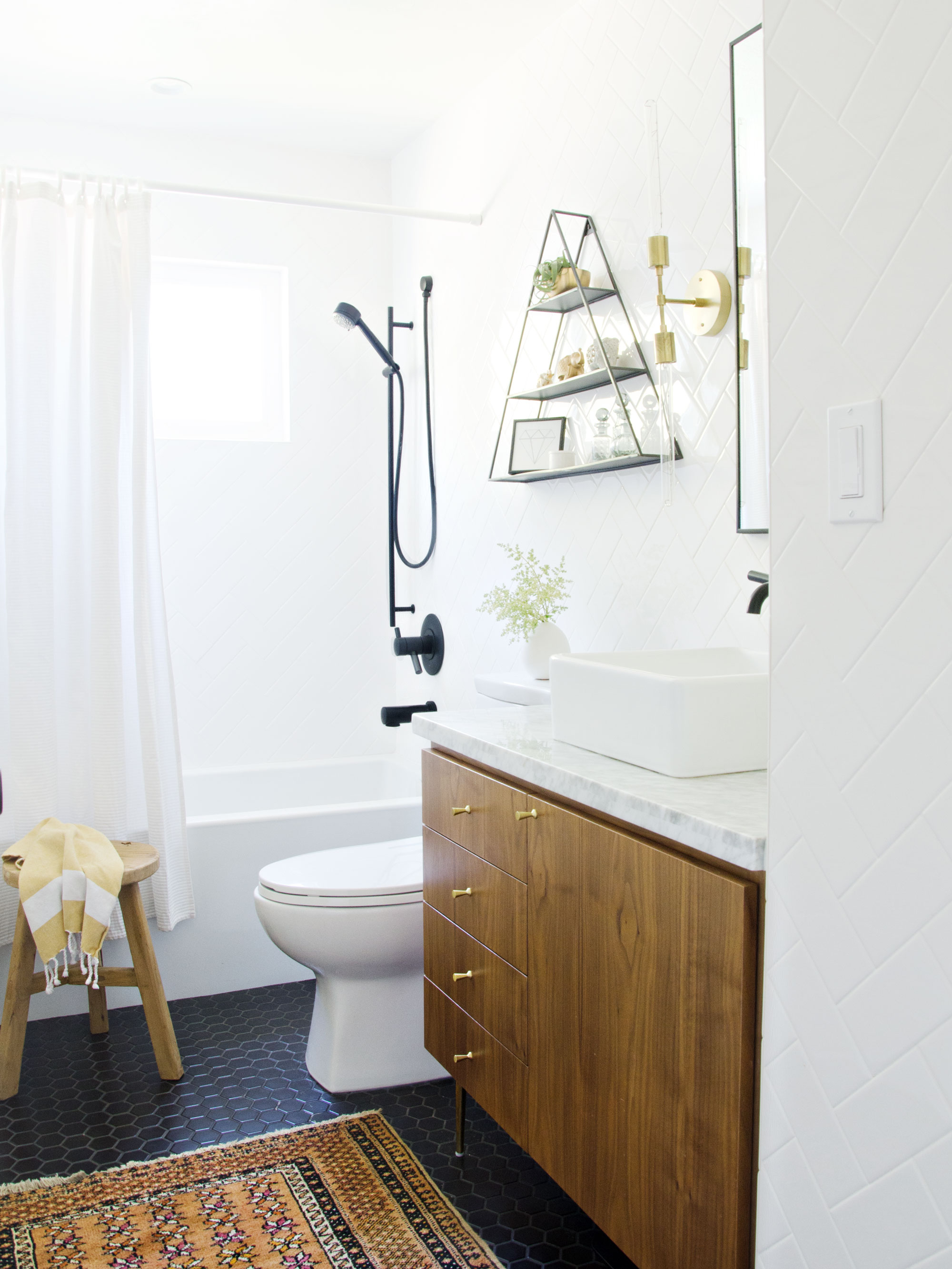 Black White & Walnut bathroom | brittanyMakes