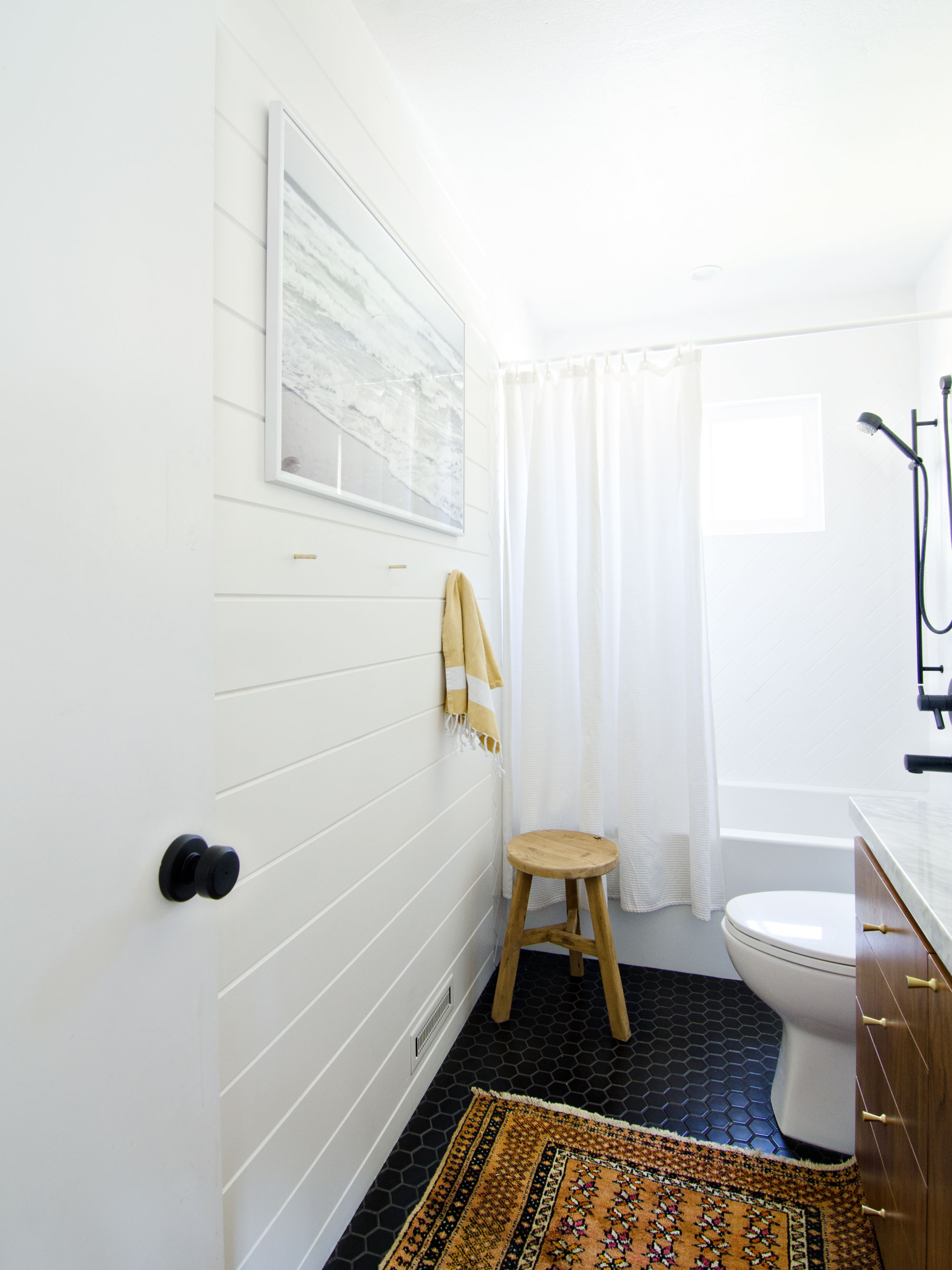 Black White & Walnut bathroom | brittanyMakes