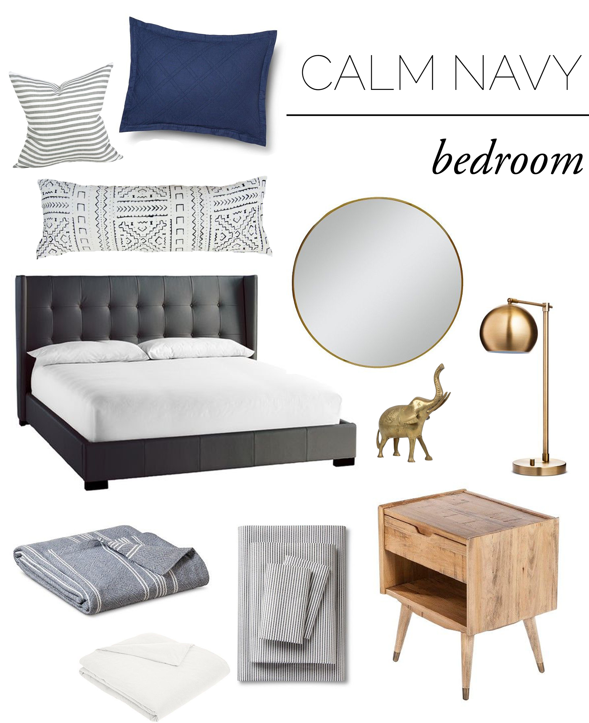 Calm Californian black & navy bedroom // brittanyMakes