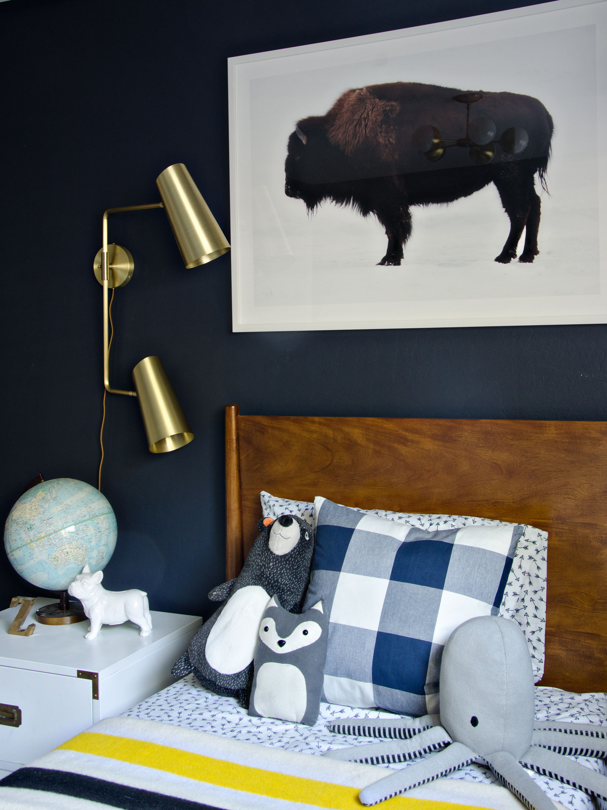 Vintage inspired nursery with buffalo prints framed by Framebridge | brittanyMakes