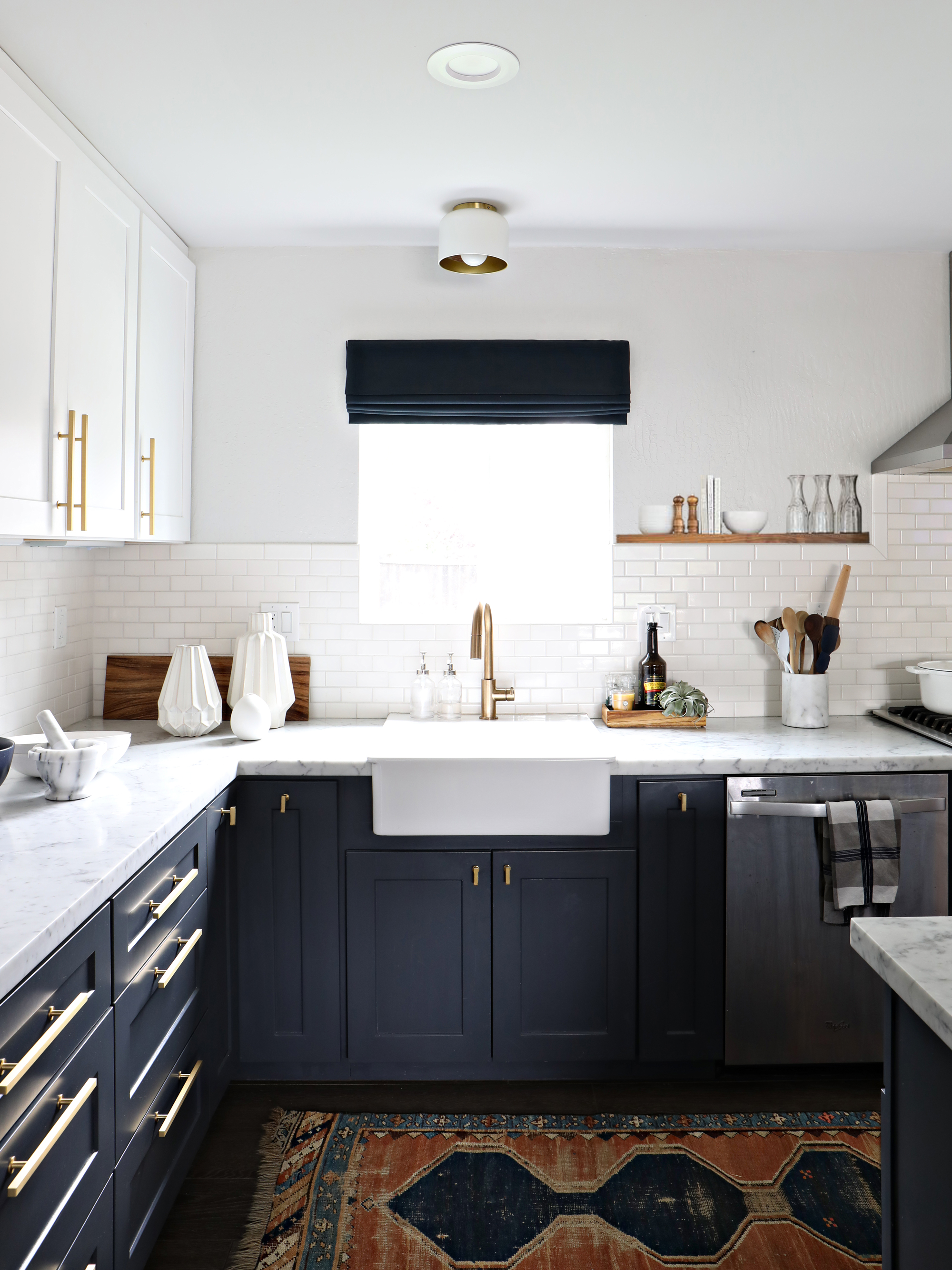 modern navy & white kitchen