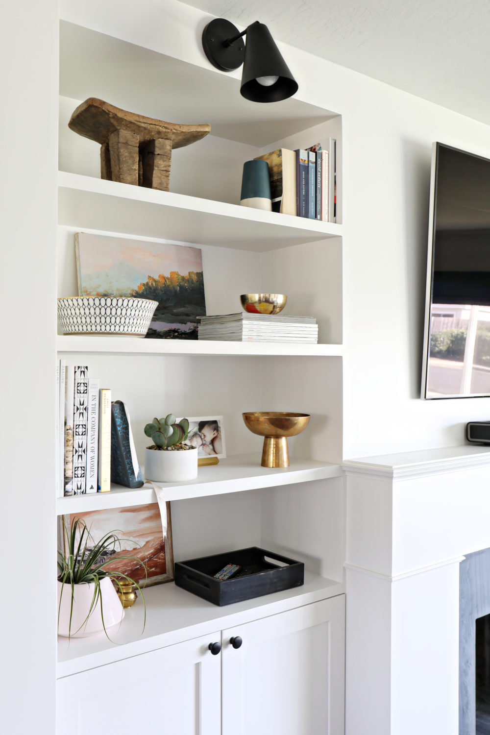 Built in shelving shelf styling | brittanyMakes