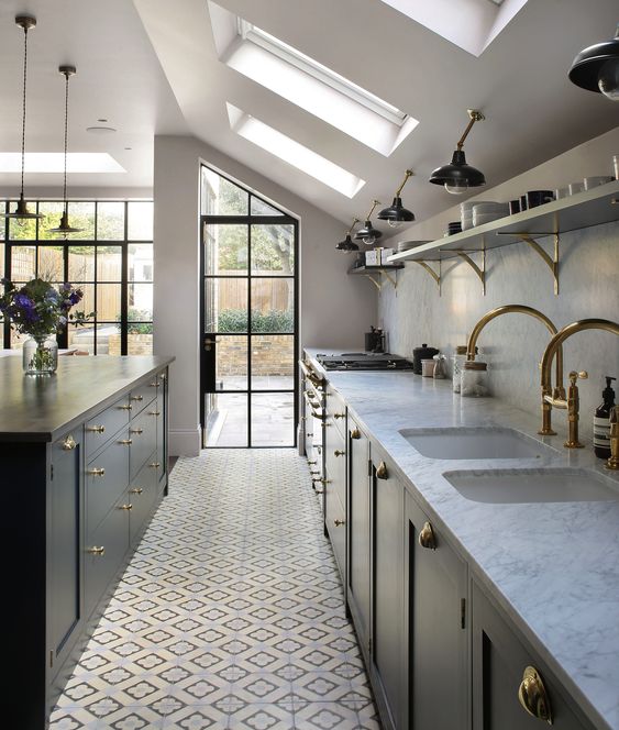 california eclectic traditional kitchen with modern elements large black framed windows